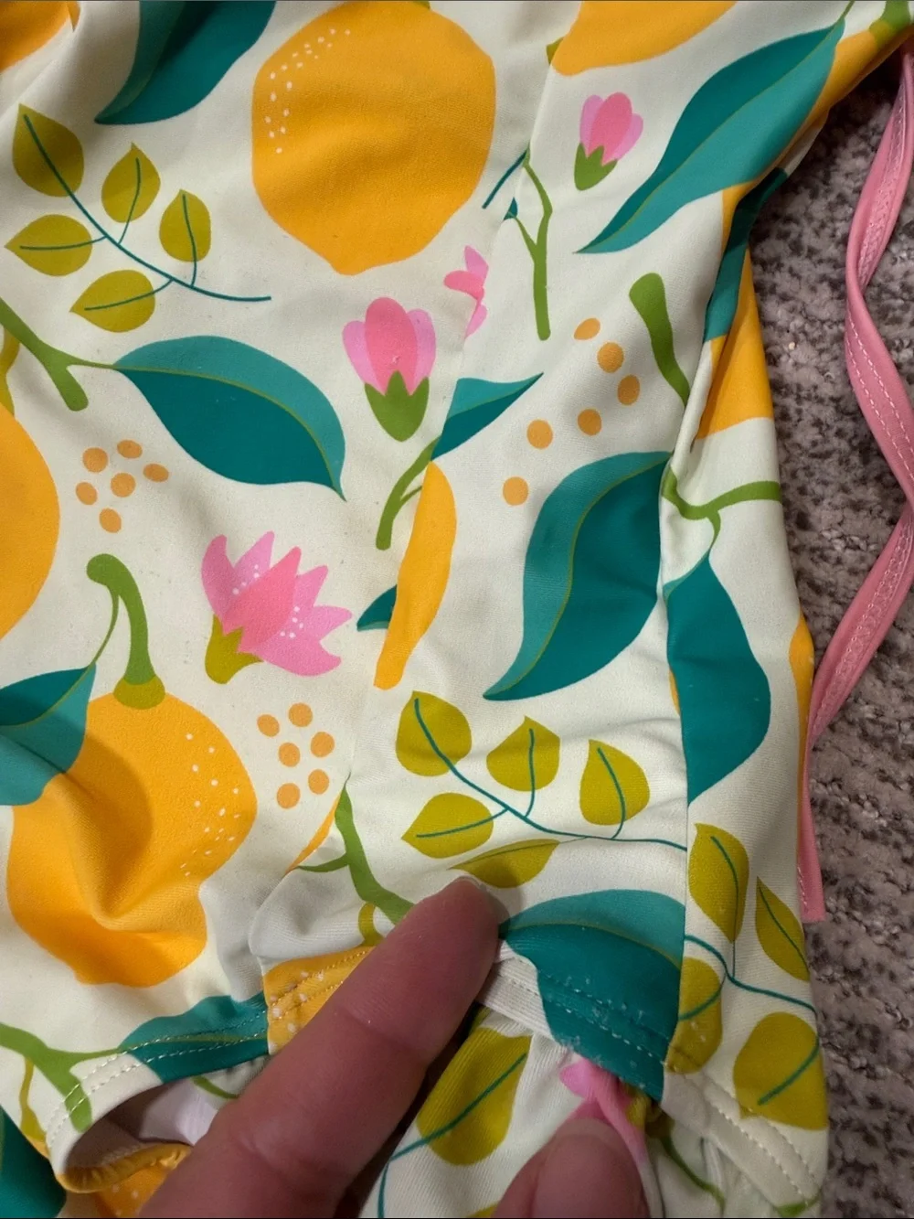 Kids Long Sleeve One-Piece Swimsuit in Yellow Lemon Print
